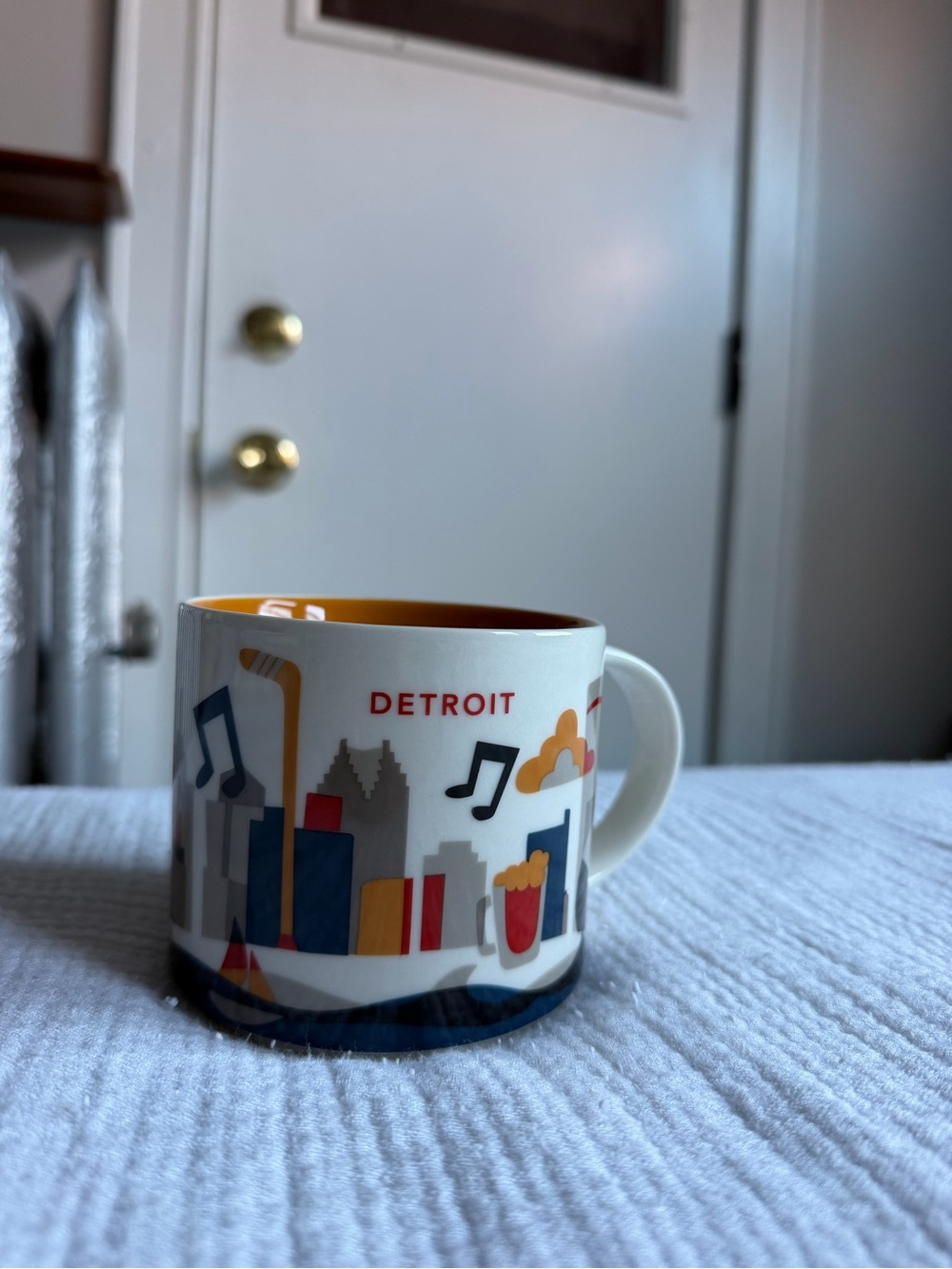 Starbucks You Are Here: Detroit City Skyline Ceramic Mug - White & Orange